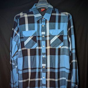 Puma Sport Lifestyle Men's Plaid Flannel Shirt Blue Large